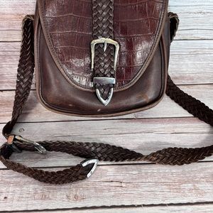 Brighton Bag Brown Croc Emboss Brown Shoulder or Crossbody Handbag 11”‎ x 7”